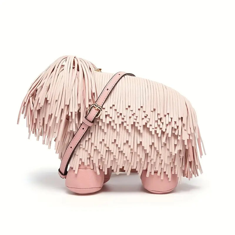 Dog-Shaped Fuzzy Crossbody Bag Funny Purse