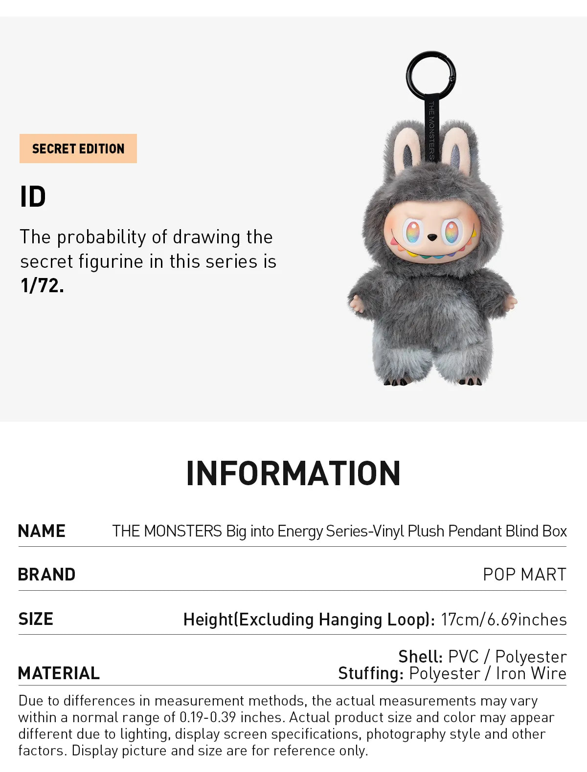 Labubu Big Into Energy Series THE MONSTERS Pop Mart Vinyl Plush Pendant Blind Box Authentic