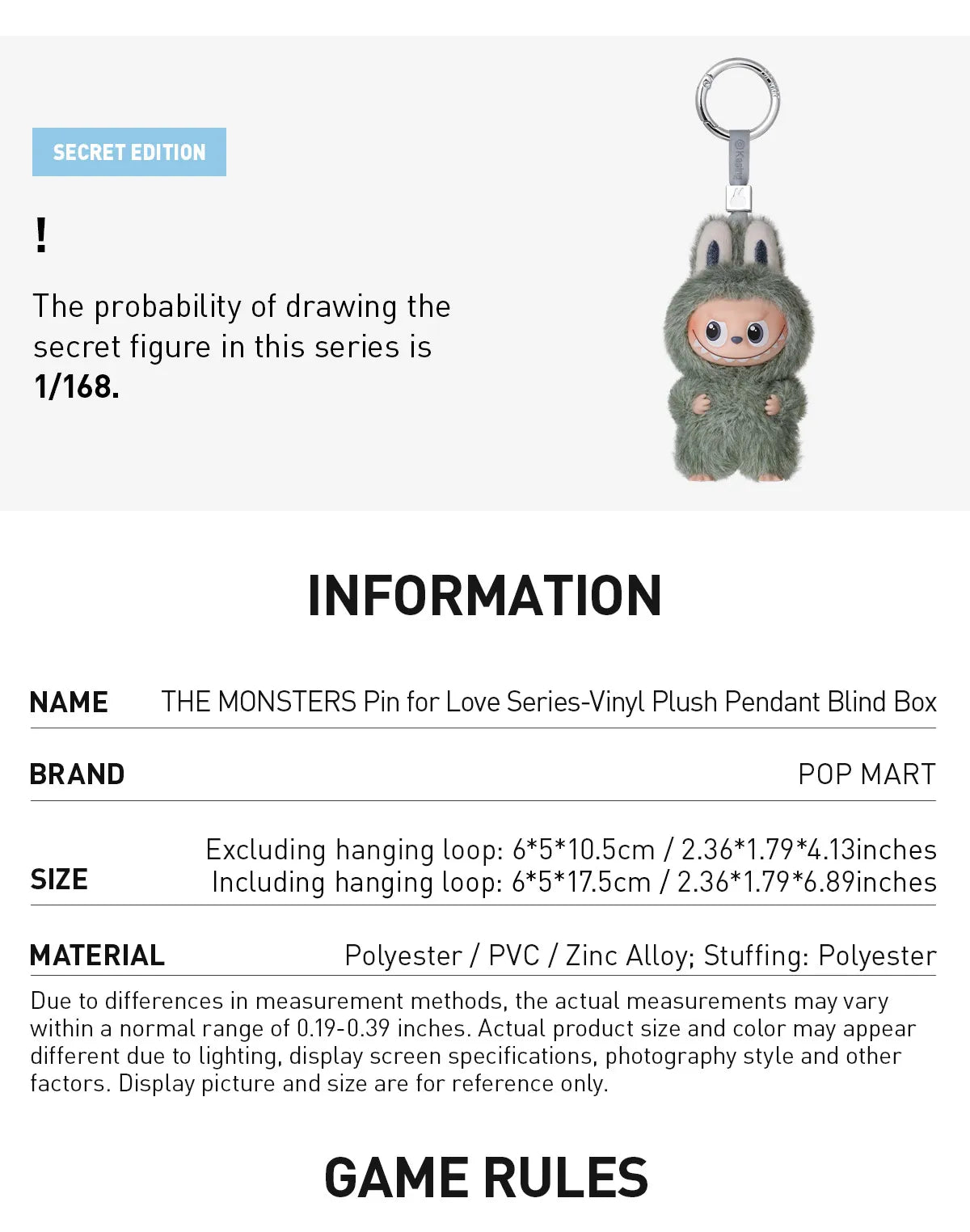 Labubu Pin for Love Series THE MONSTERS Vinyl Plush Pendant Blind Box (A-M)