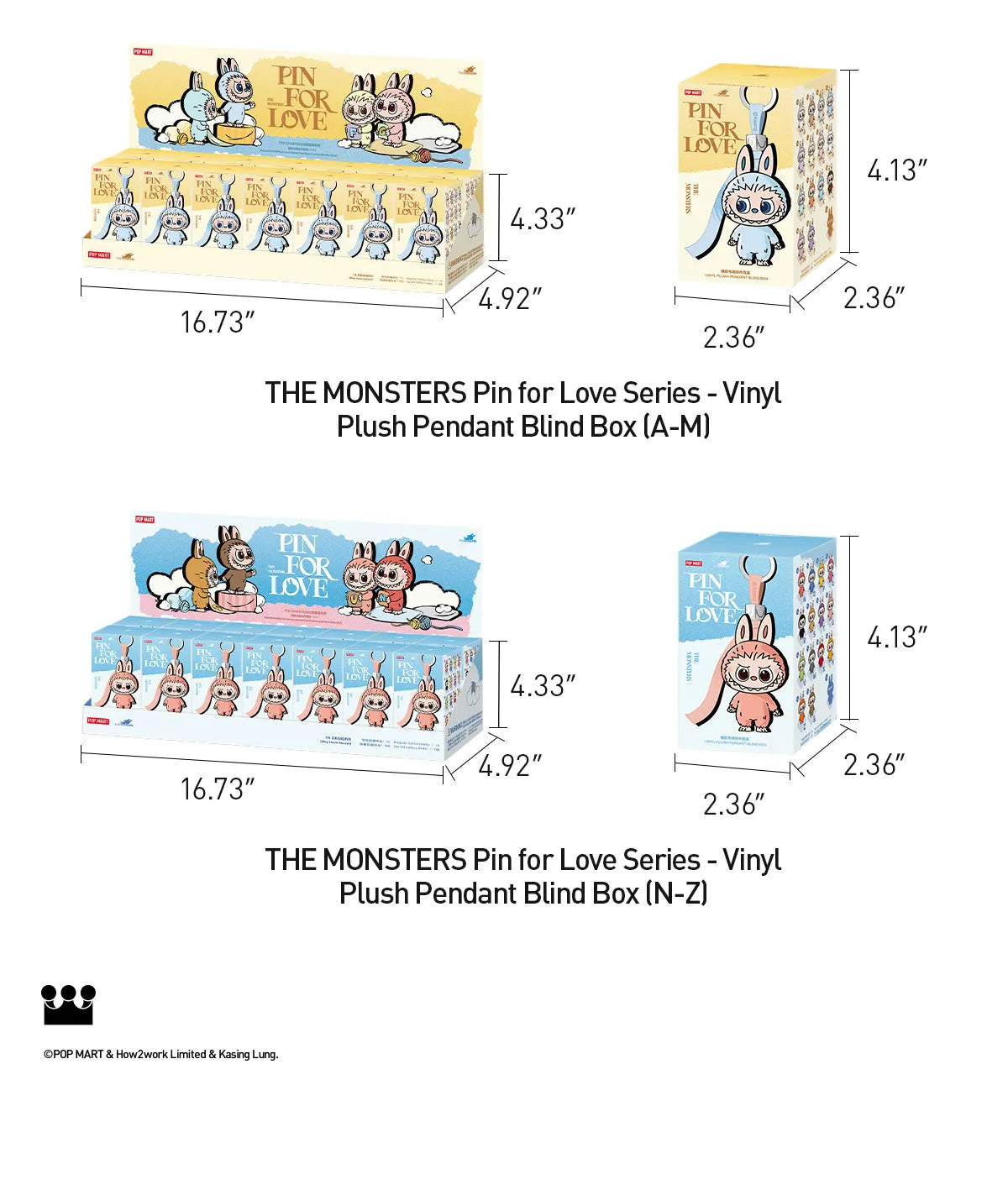Labubu Pin for Love Series THE MONSTERS Vinyl Plush Pendant Blind Box (A-M)