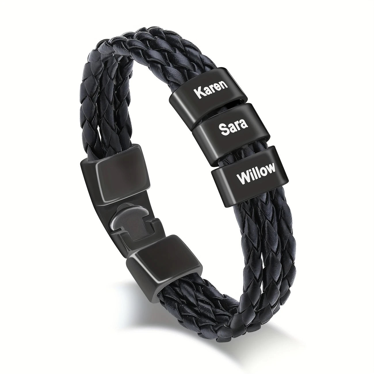 Men's Personalized Leather Bracelet with Engraving Father's Day Gift for Him