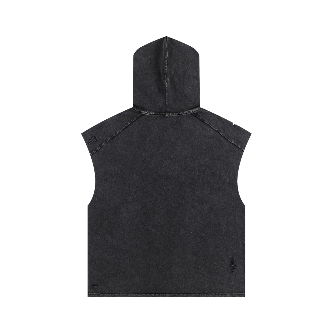 Snow Washed Boxy Hooded Tank Top with NYC Print Rooftop View Midtown Manhattan