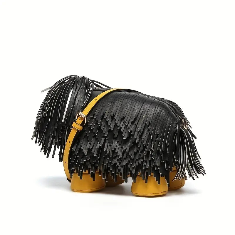 Dog-Shaped Fuzzy Crossbody Bag Funny Purse