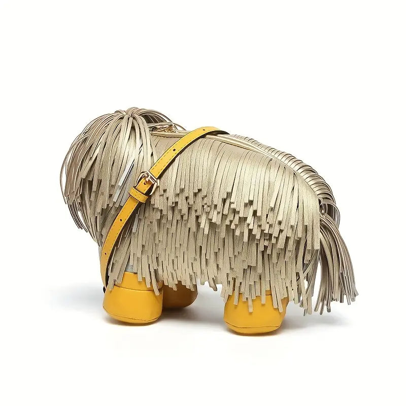 Dog-Shaped Fuzzy Crossbody Bag Funny Purse
