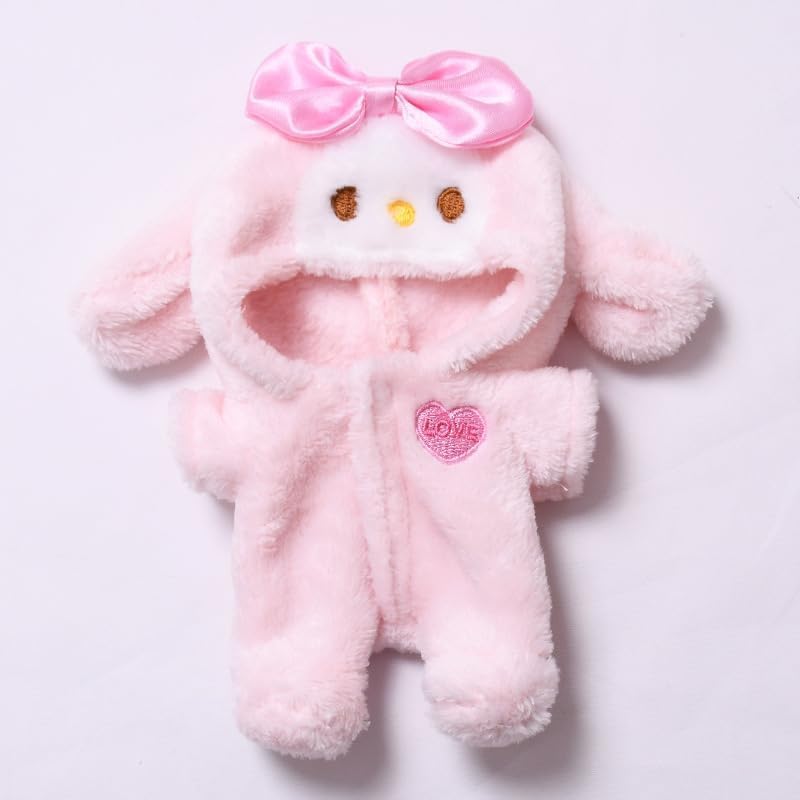 Bunny Cute Doll Costume 17cm Clothes Set (NO Doll) Hat & Overalls Set Plush Pink