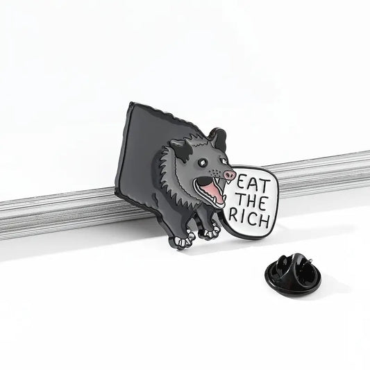 Eat The Rich enamel pin possum