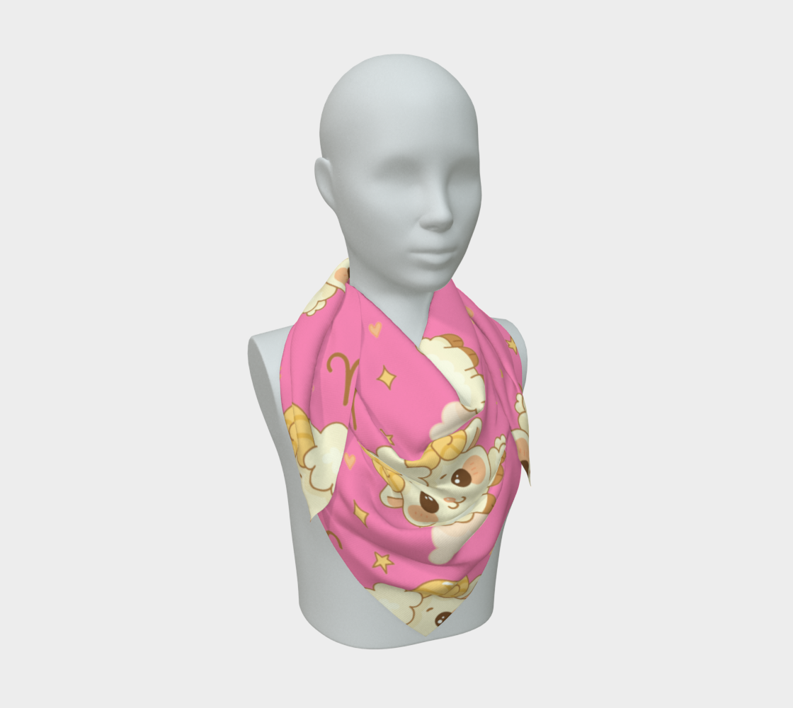 Aries Zodiac Sign Cute Pattern Print Scarf
