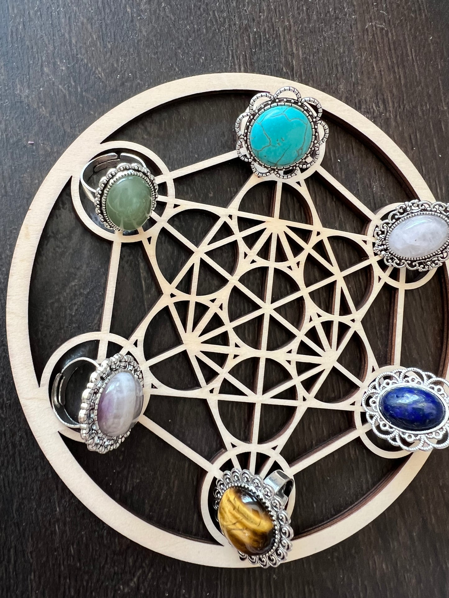 Statement Cocktail Ring Cabochon with Natural Reiki-Infused Crystal