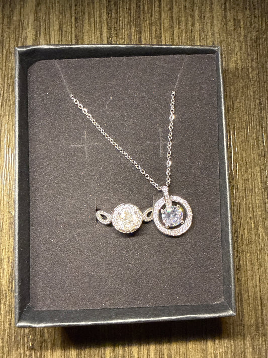 Moissanite Silver Jewelry Set Necklace and Ring Adjustable Size