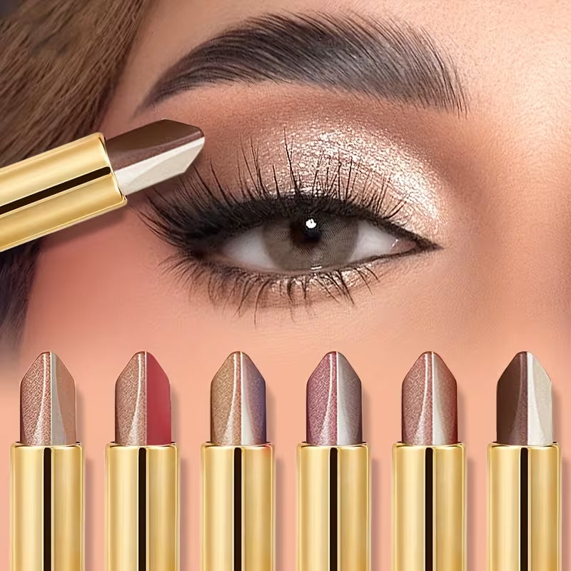 2-Color Eyeshadow Stick Durable Waterproof with Built-in Pearlescent Effect