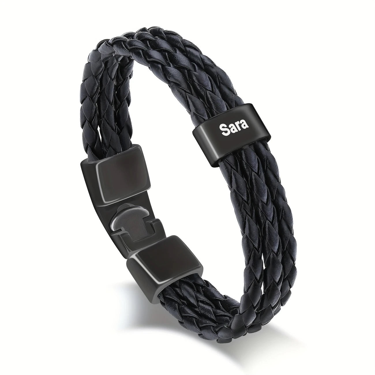 Men's Personalized Leather Bracelet with Engraving Father's Day Gift for Him