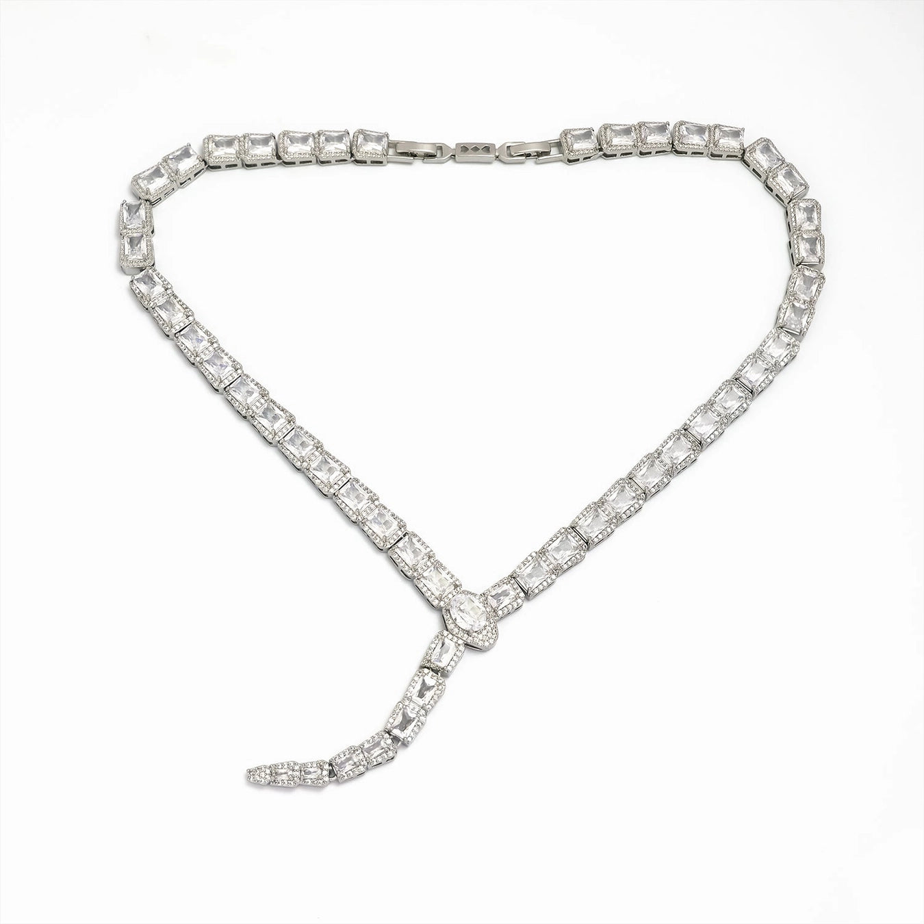 Serpent Tennis Necklace White Diamonds Lariat