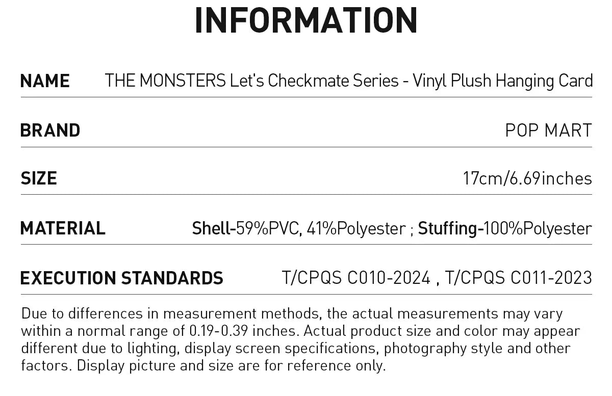 Labubu THE MONSTERS Let's Checkmate Series Pop Mart Authentic Vinyl Plush Hanging Card