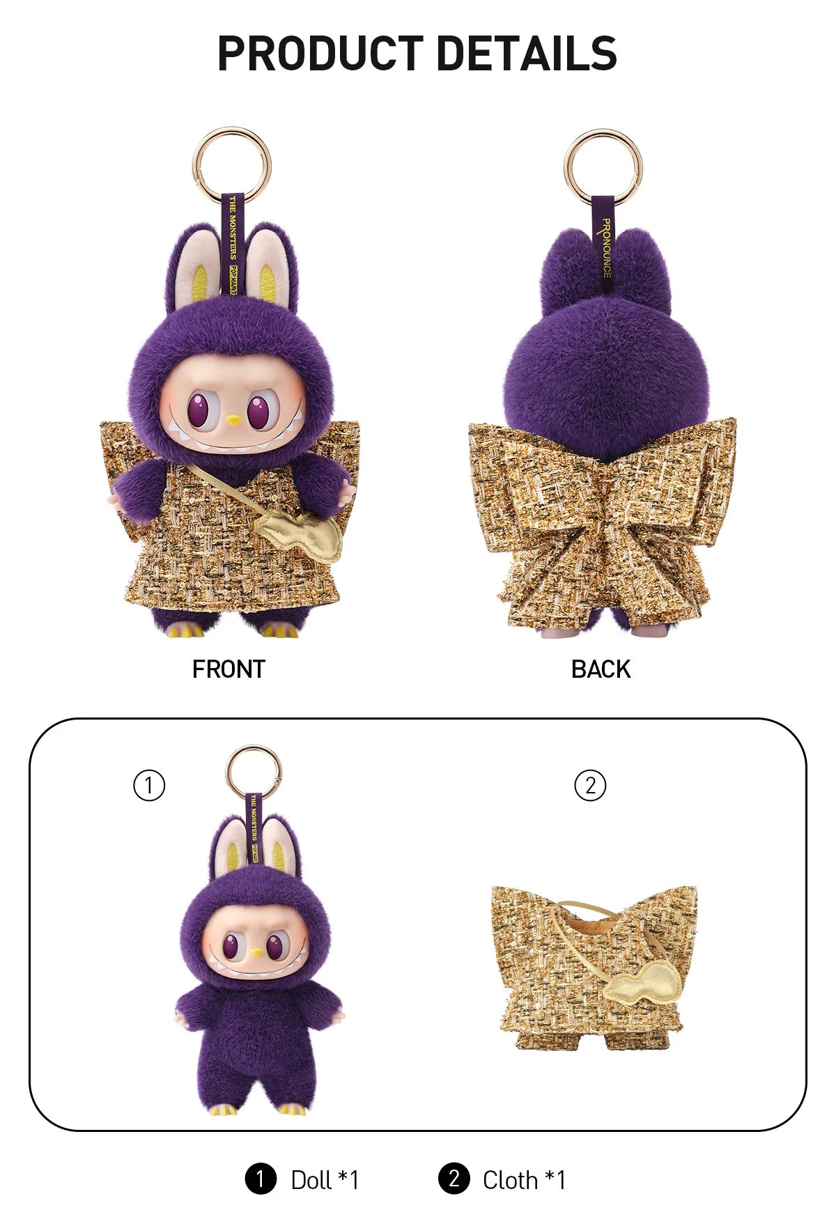 LABUBU × PRONOUNCE WINGS OF FORTUNE Pop Mart Authentic Vinyl Plush Hanging Card