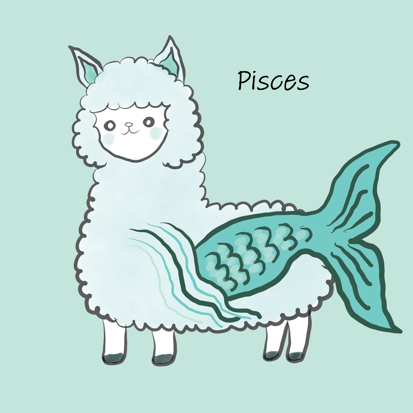 Personalized Kawaii Alpaca Zodiac Sign Magnet 5 x 5