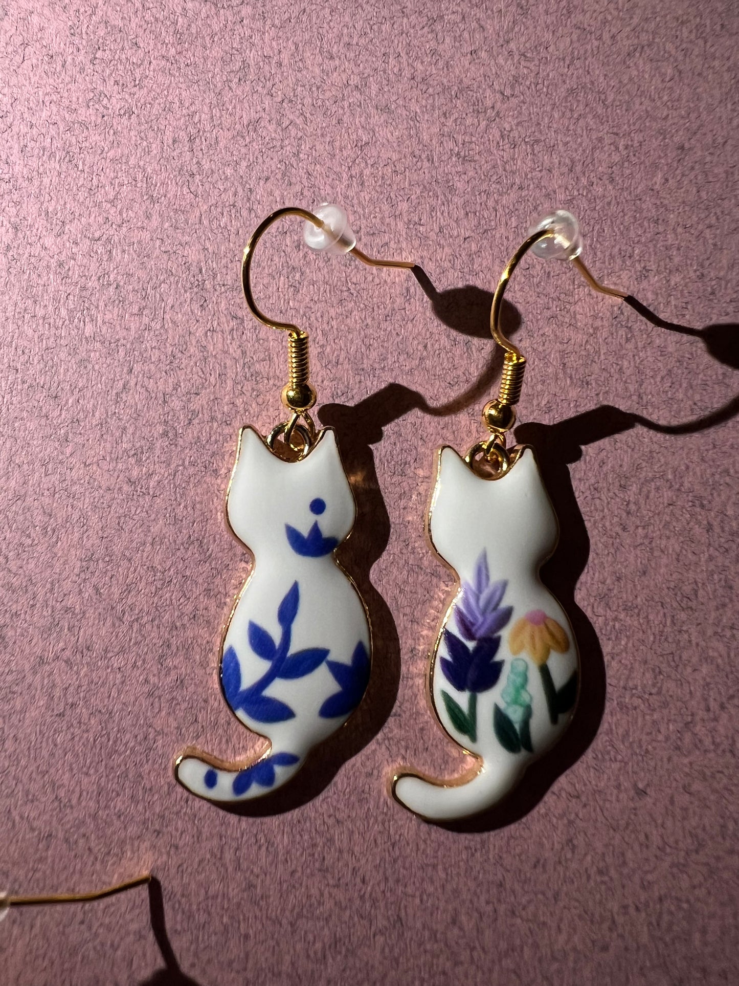 Cat enamel earrings