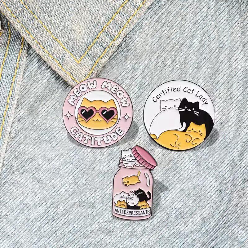 Cat Lover Pin Funny Positive Cute