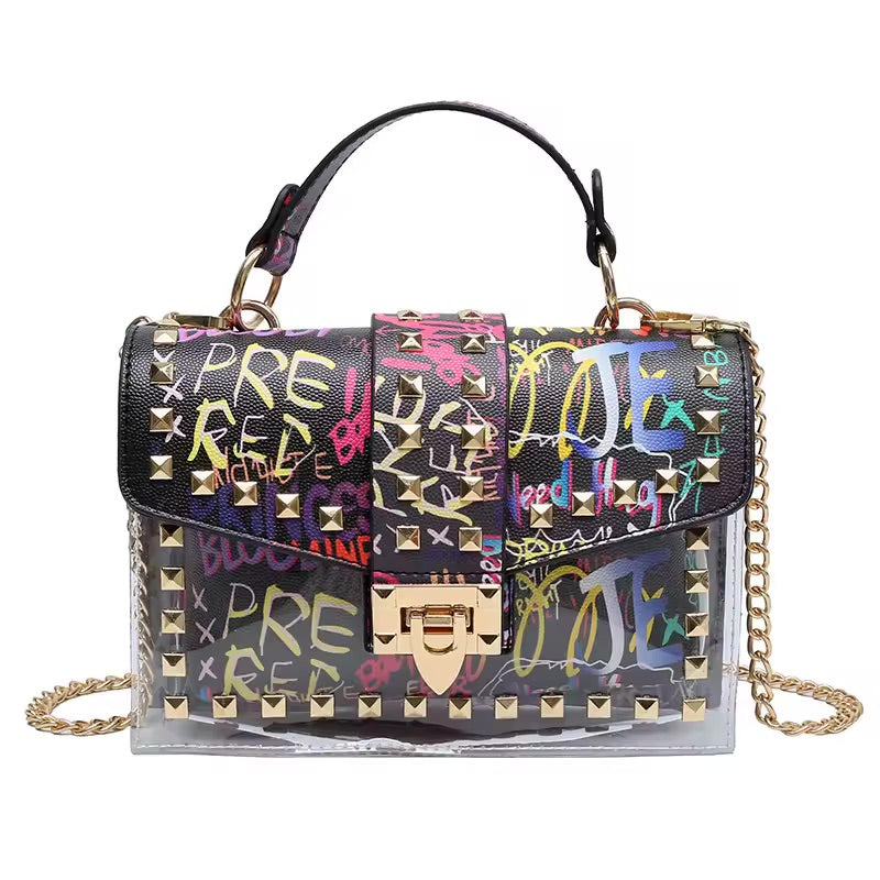 Graffiti Crossbody Bag Punk Rock Purse