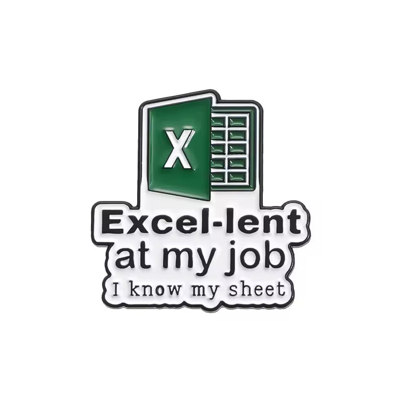 Data Analyst Finance Creative Pin with Excel Spreadsheets Funny