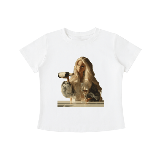 Barbie with a Wine Glass Funny Doll Vintage Wash Slim Fit T-shirt - Canvas & Charms