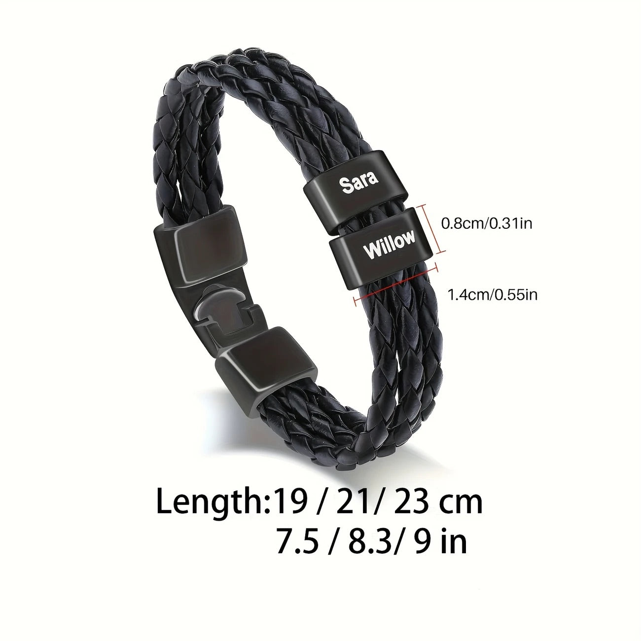 Men's Personalized Leather Bracelet with Engraving Father's Day Gift for Him