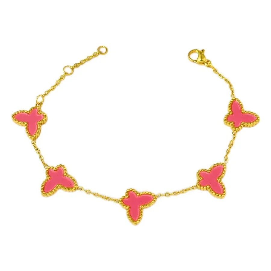 Butterfly Dual-Sided Titanium Steel Bracelet Non-Fading Simple Fashion Jewelry Animal Zodiac Pattern Unisex Luxury Accessory - Canvas & Charms