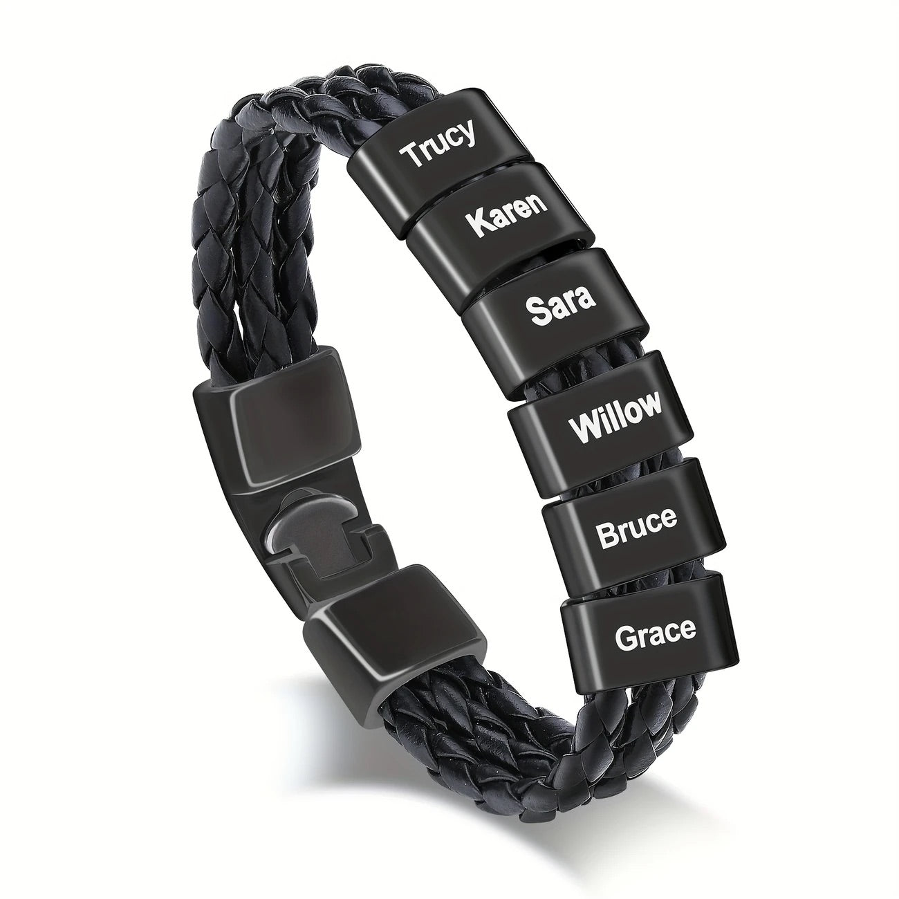 Men's Personalized Leather Bracelet with Engraving Father's Day Gift for Him