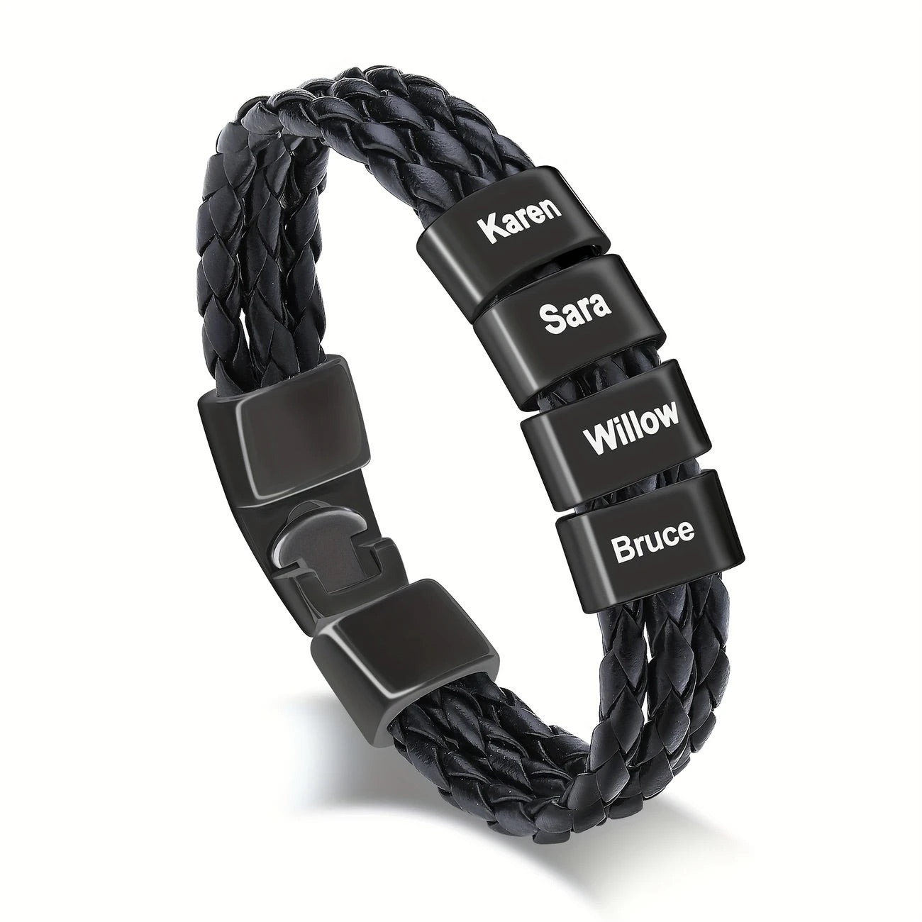Men's Personalized Leather Bracelet with Engraving Father's Day Gift for Him