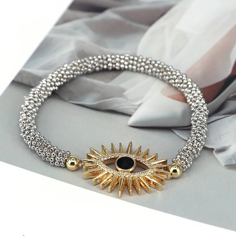 Copper 18K Gold Plated Inlay Devil's Eye Eye Zircon Bracelets - Canvas & Charms