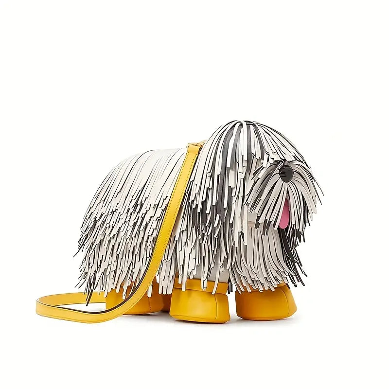 Dog-Shaped Fuzzy Crossbody Bag Funny Purse