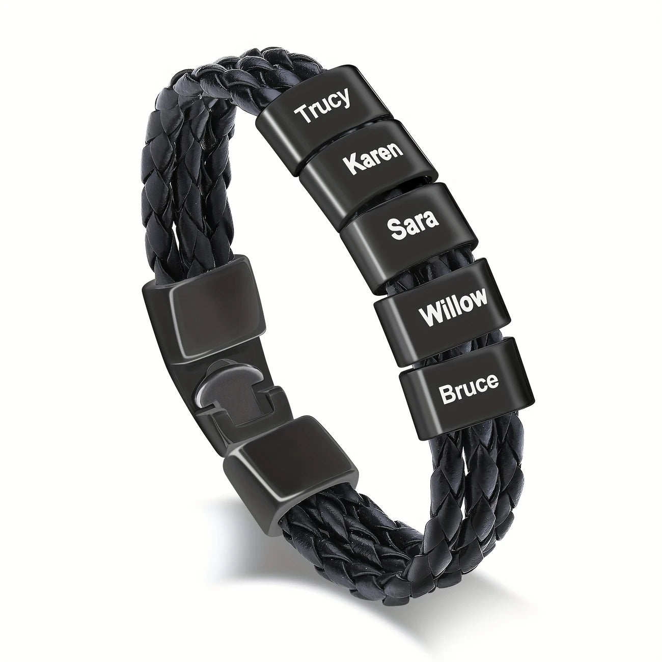 Men's Personalized Leather Bracelet with Engraving Father's Day Gift for Him