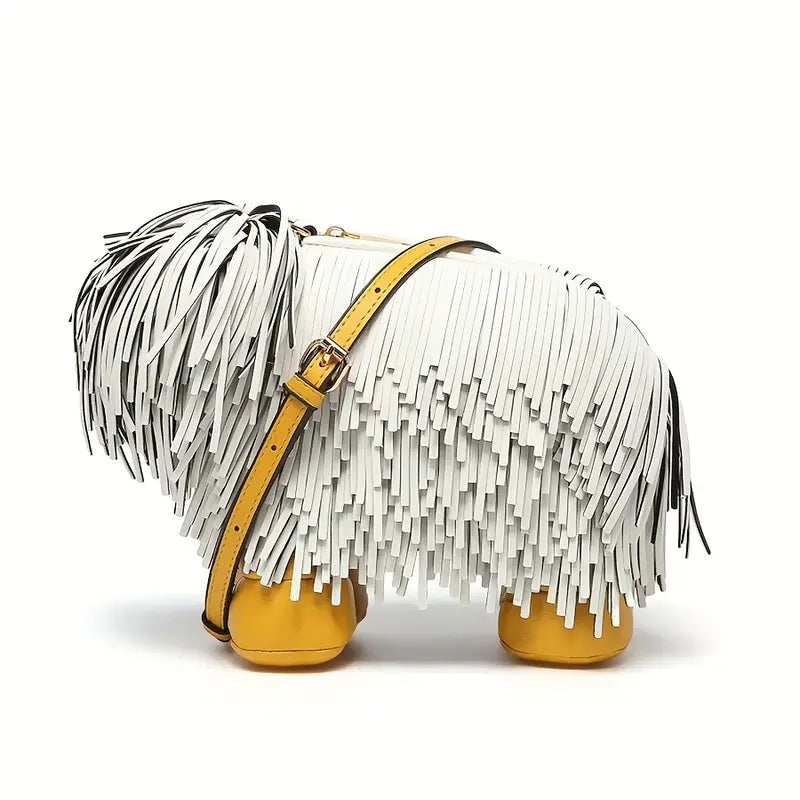 Dog-Shaped Fuzzy Crossbody Bag Funny Purse