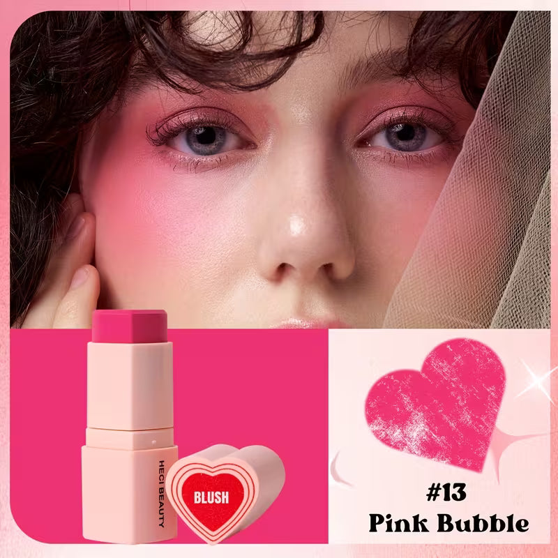 Waterproof Cream Blush Stick Heart-Shaped Long-Lasting Finish