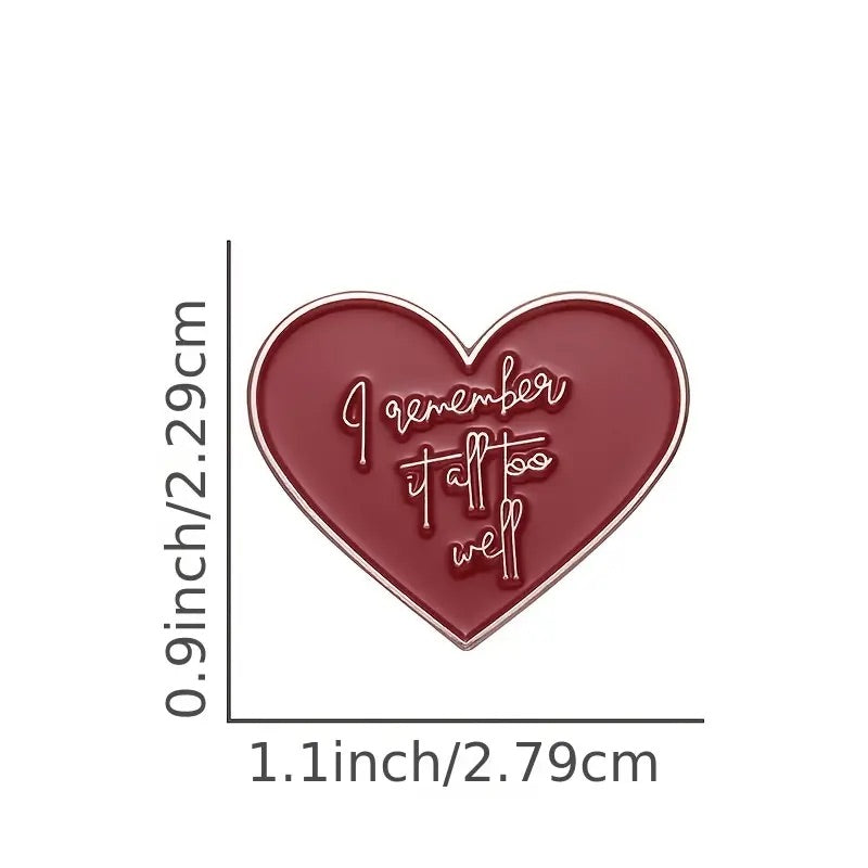 i remember it All too well enamel pin red heart TS singer