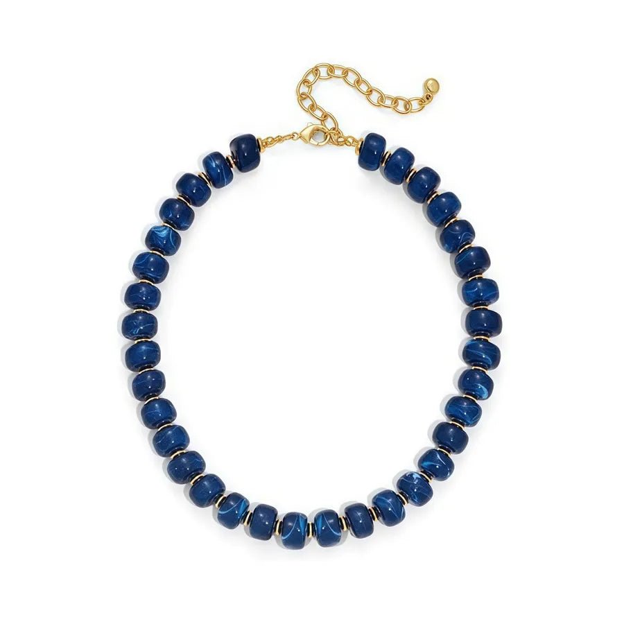 Gem Beaded Chain Necklace for Women Featuring Resin Pendant with Gem Inlay Material - Canvas & Charms
