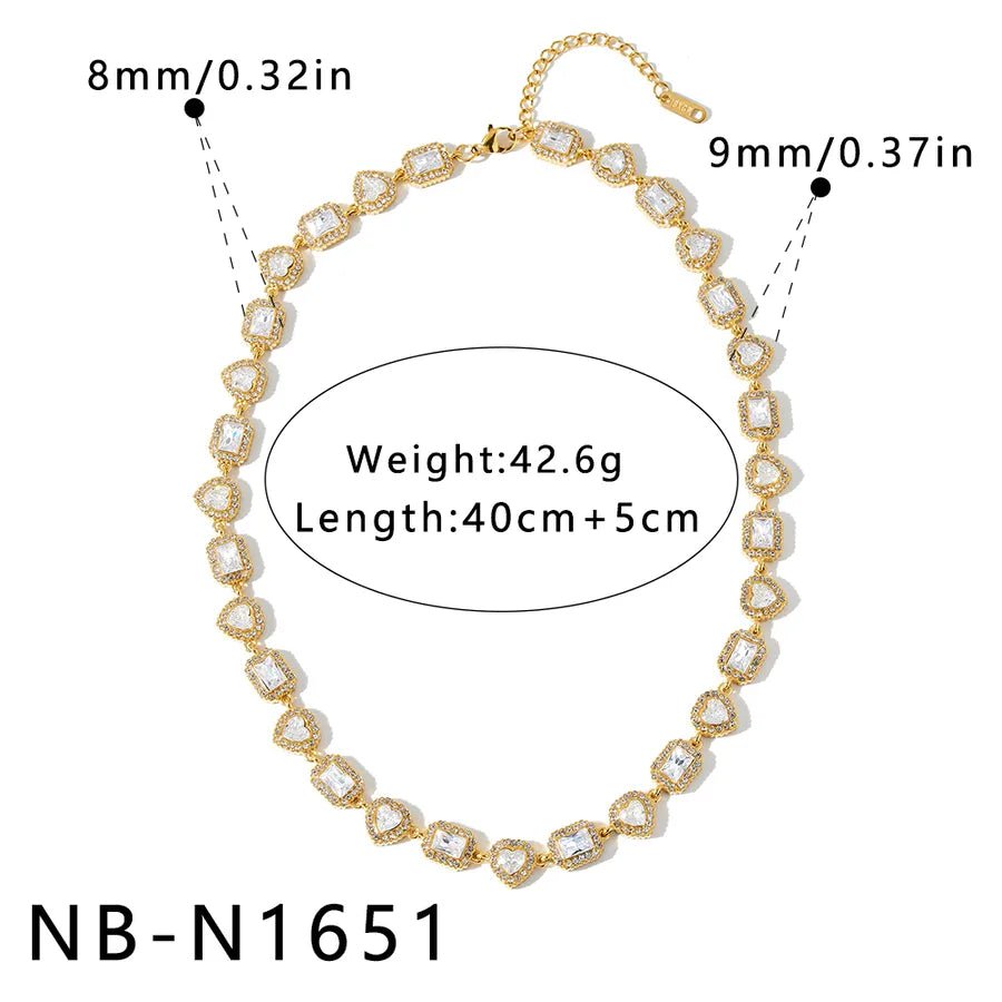 Geometric Necklace for Women in 304 Stainless Steel with 18K Gold Plated PVD Coating and Rhinestone Inlay - Canvas & Charms
