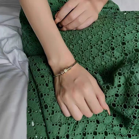 Gold Snake Bracelet with Zircon Stones - Canvas & Charms