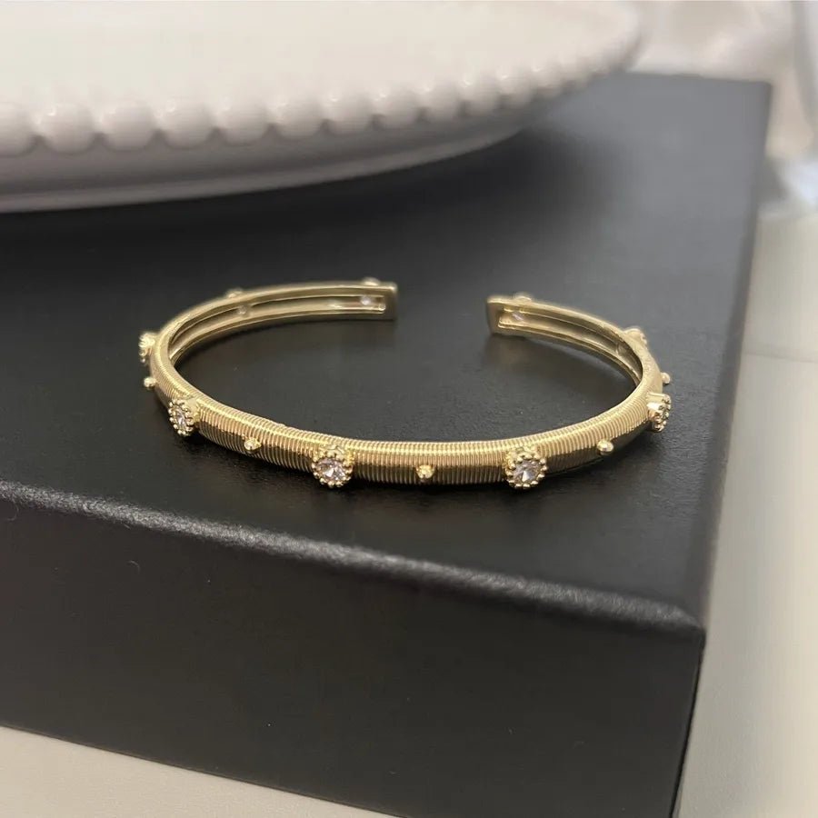 Gold Snake Bracelet with Zircon Stones - Canvas & Charms