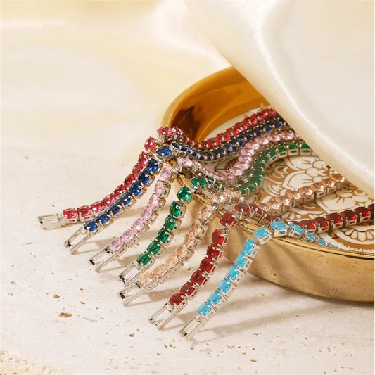 Hip-Hop Solid Color Copper Inlay Zircon K Gold Plated Rhodium Plated Unisex Tennis Bracelet - Canvas & Charms