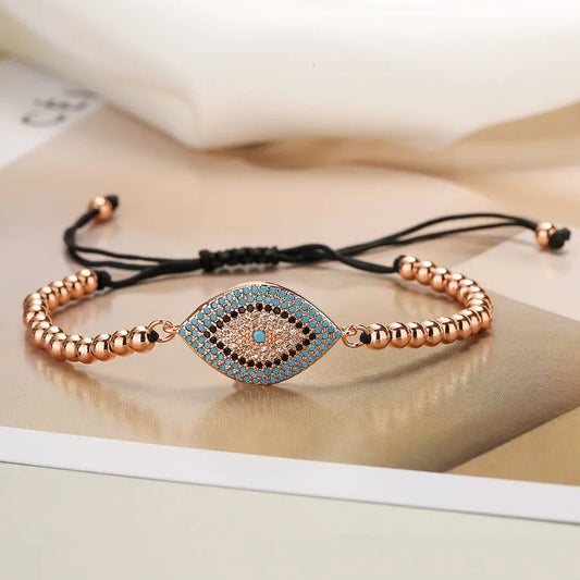 ins style devil's eye copper plating inlay zircon 18k gold plated bracelets - Canvas & Charms