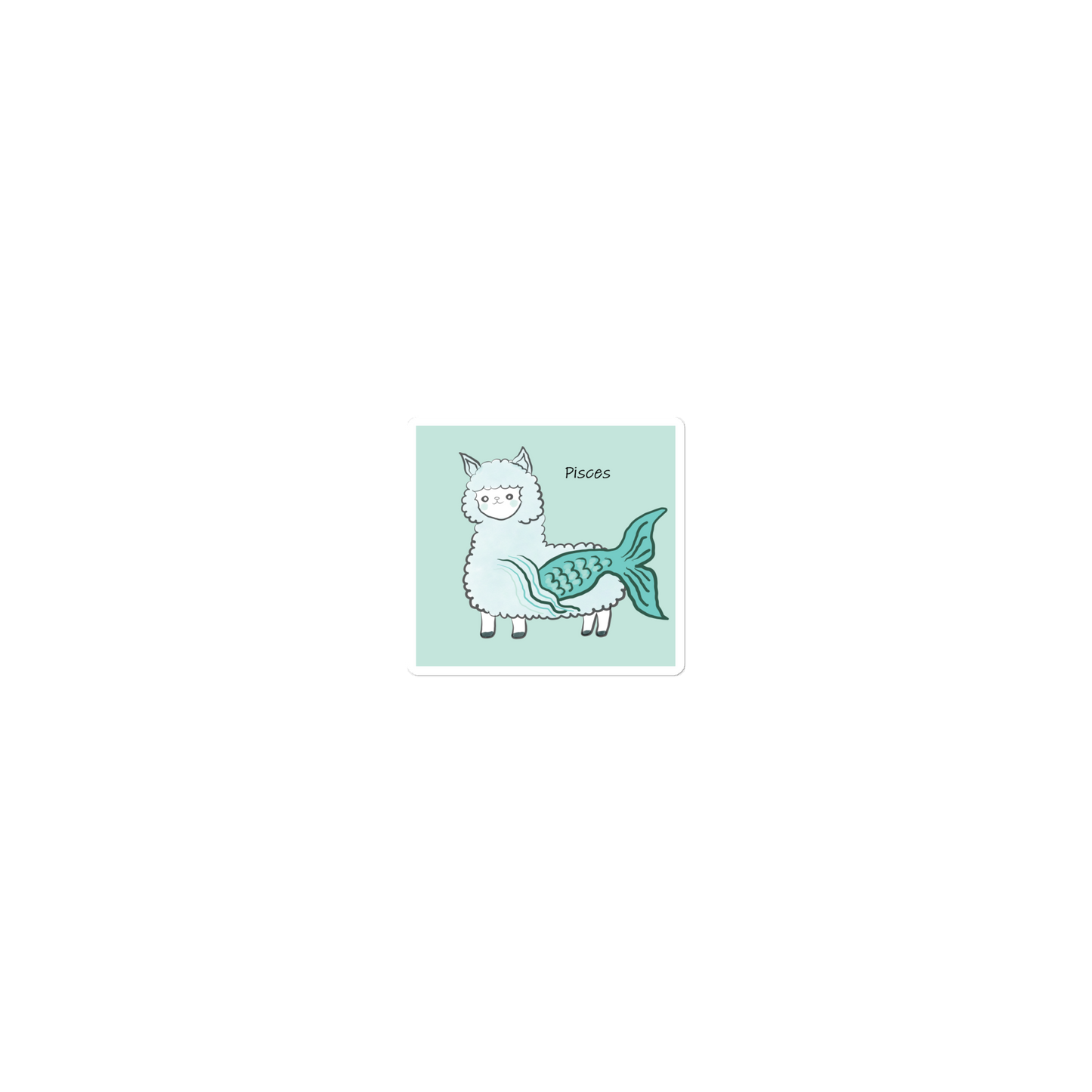 Cute Alpaca Pisces Zodiac Sign Bubble-free stickers
