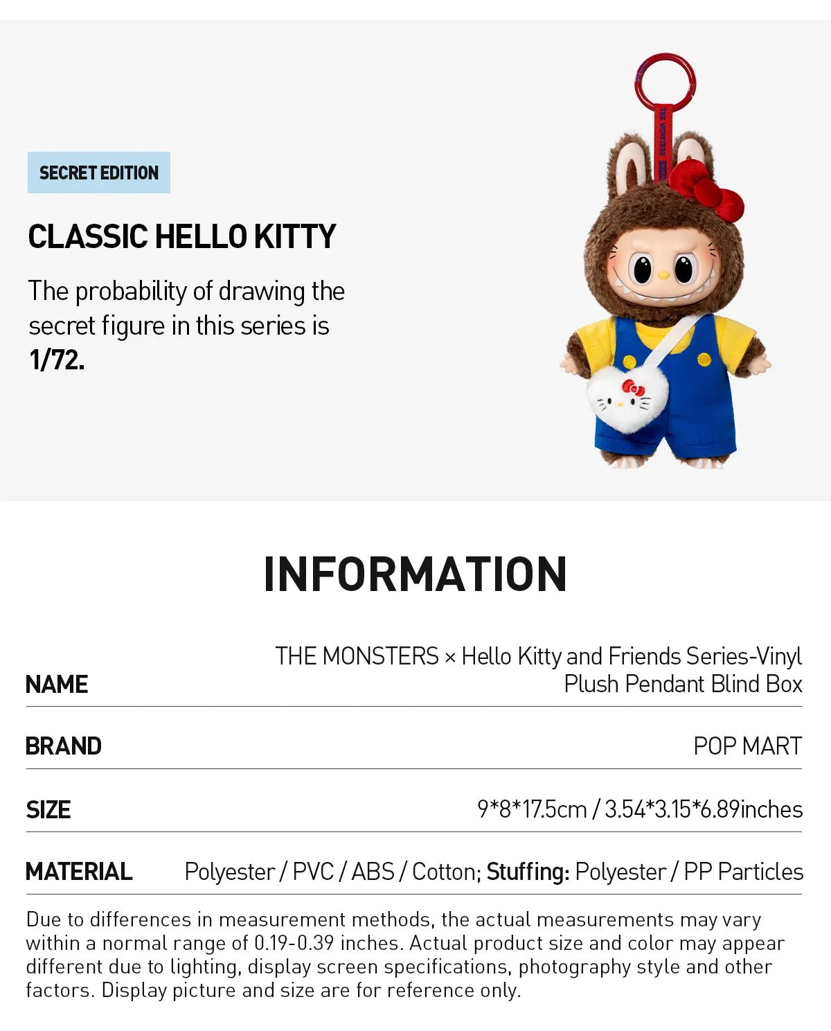Labubu x Hello Kitty and Friends Series THE MONSTERS Vinyl Plush Pendant Blind Box - Canvas & Charms