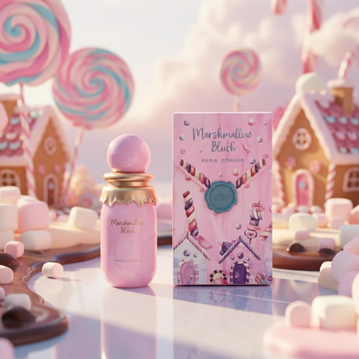 Paris Corner | Marshmallow Blush EDP | A Unique Gourmand Marshmallow Strawberry Perfume for Women | Long - Lasting Sweet Scent Fragrance for Daily Use (1.7 Fl Oz) - Canvas & Charms