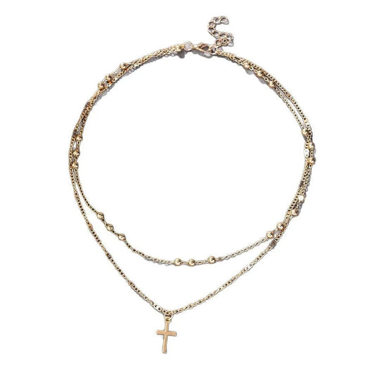 Retro Classic Style Cross Alloy cable chain Layered Necklaces Wholesale - Canvas & Charms