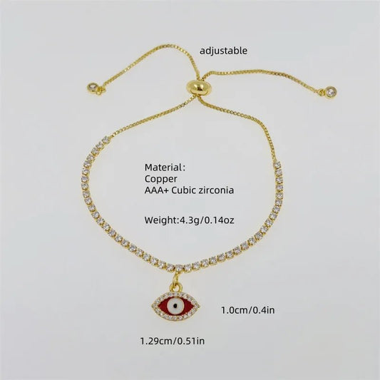 Simple Style Classic Style Devil's Eye Copper Inlay Zircon Bracelets 1 Piece - Canvas & Charms