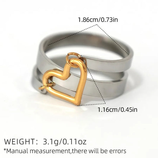 Wholesale Jewelry IG Style Cute Simple Style Heart Shape 304 Stainless Steel 18K Gold Plated Rings - Canvas & Charms