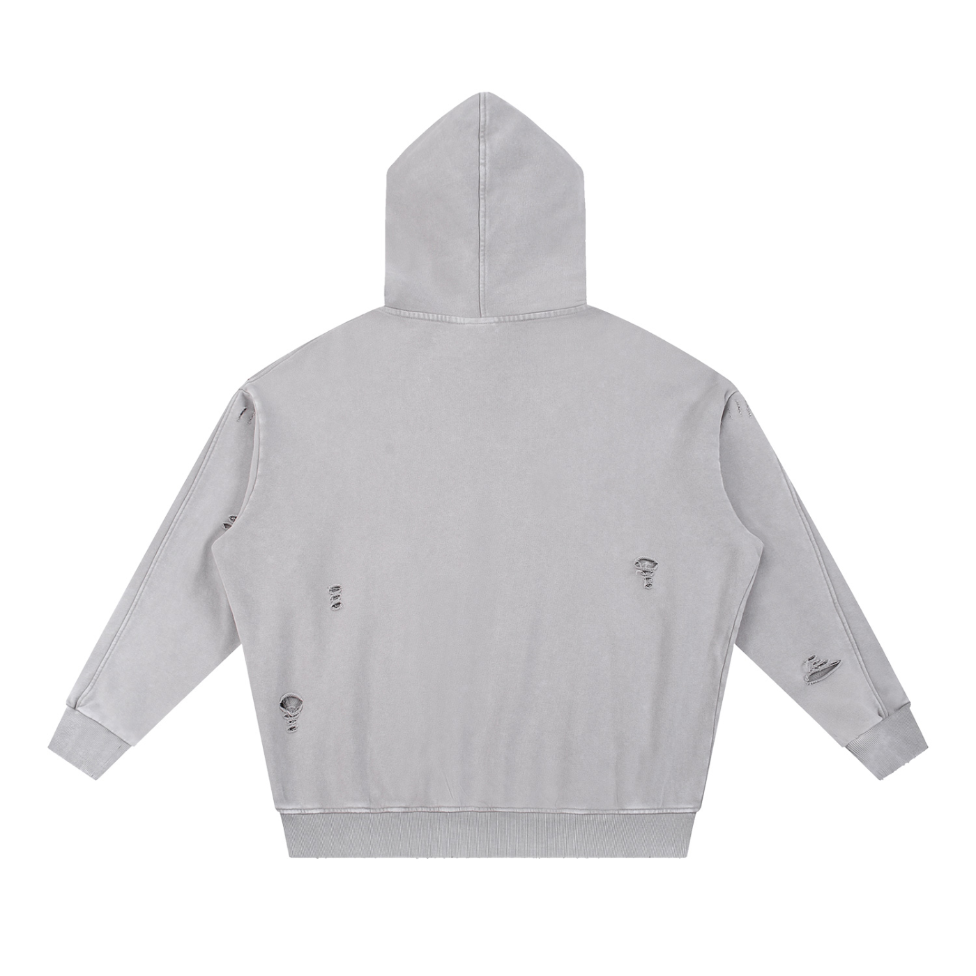 Unisex Snow Washed Distressed Panel Pocket Hoodie with NYC Skyline Print