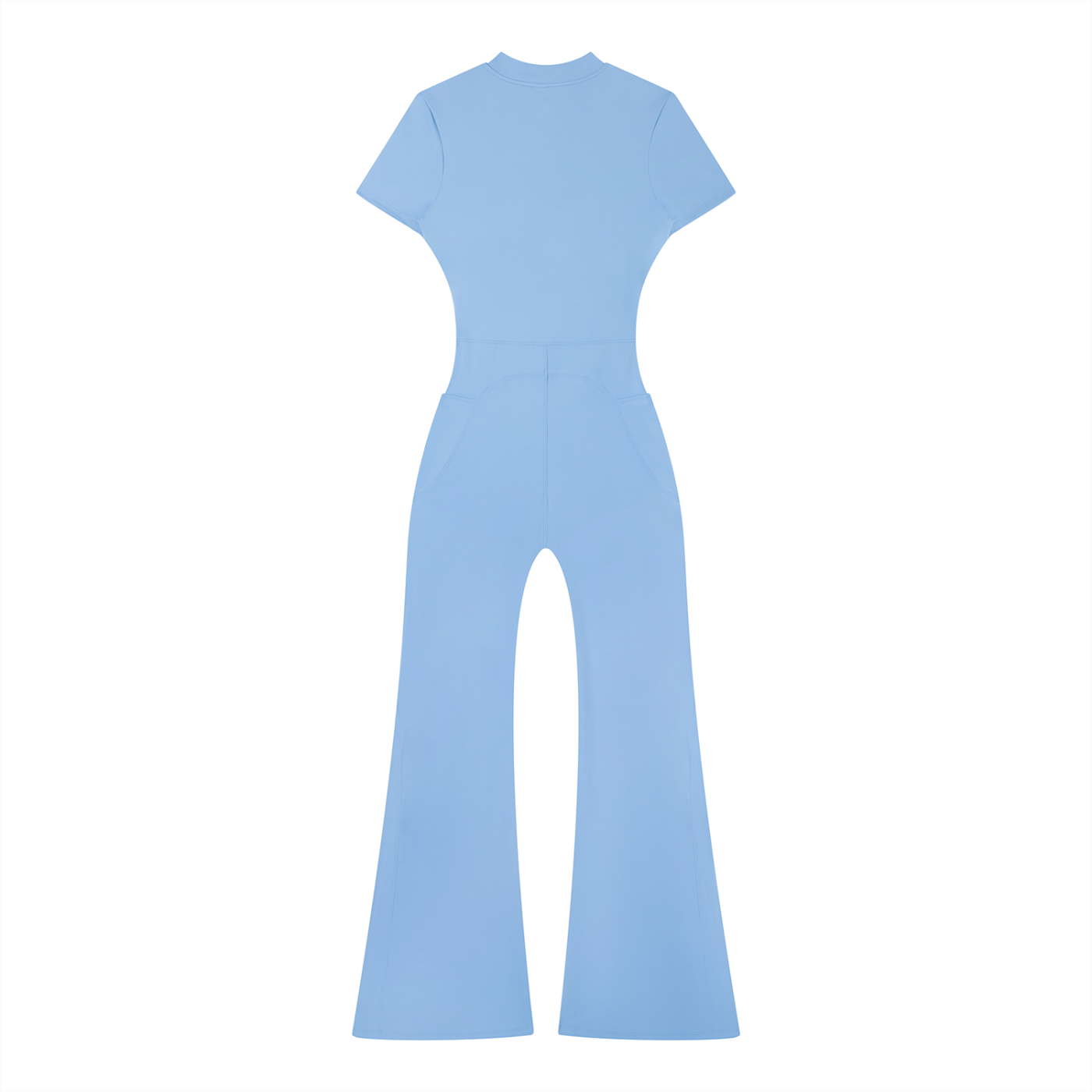 Women’s Tight Fit Flared Leg Quarter-Zip Jumpsuit Y2K Inspired Pixel Art