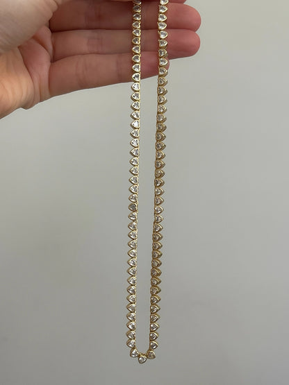 Heart Tennis Necklace Bezel Design