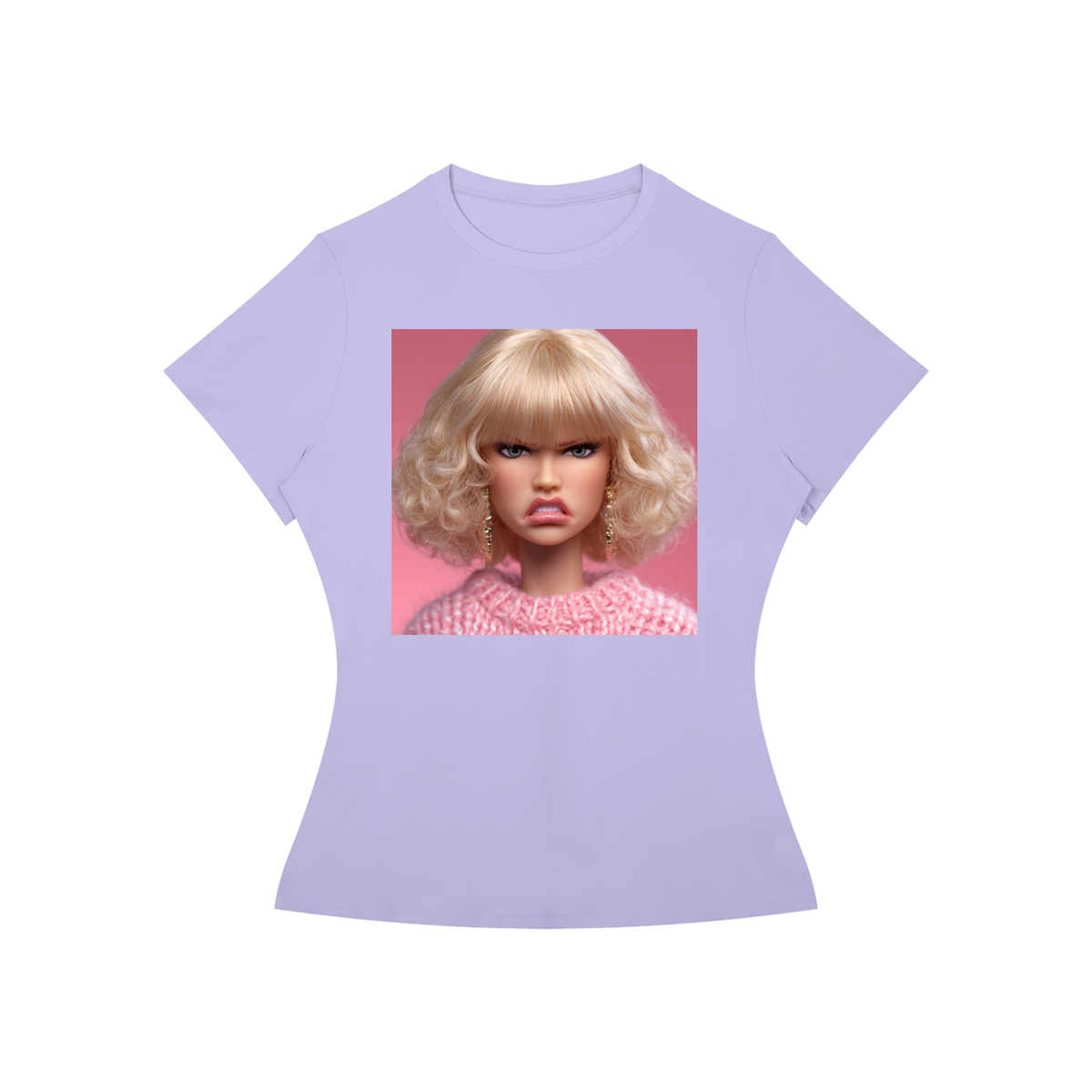 Funny Angry Barbie Doll Face Women’s Slim Fit Performance T-Shirt